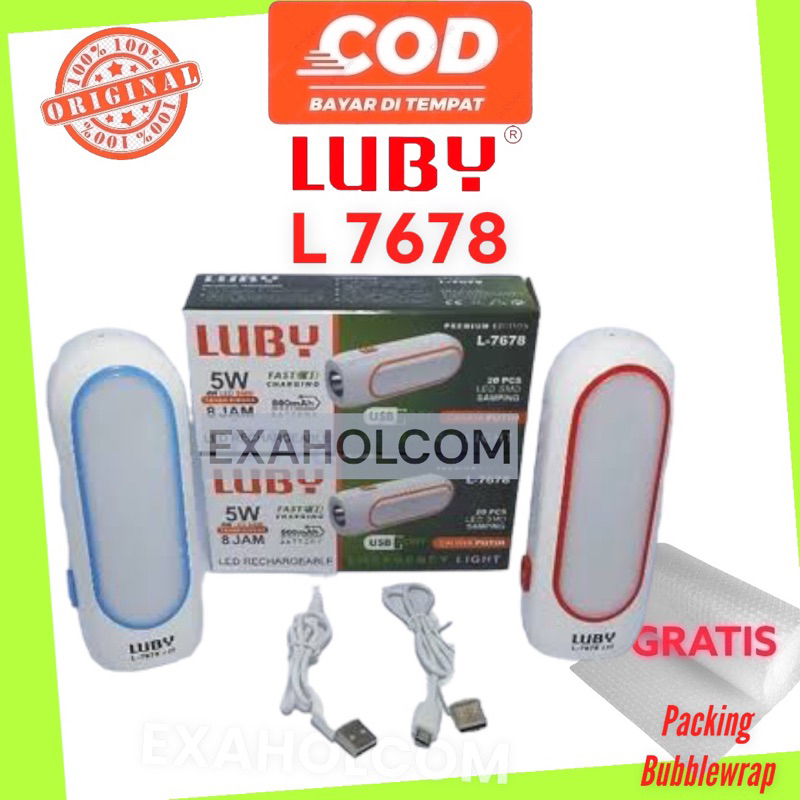 Lampu Senter Emergency LUBY L-7678 L7678 7678 5W+4W LED