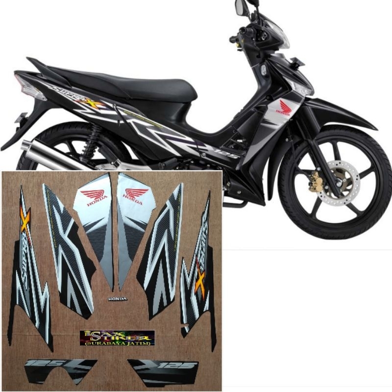 Striping Original Honda Supra X 125 SW hitam silver tahun 2012