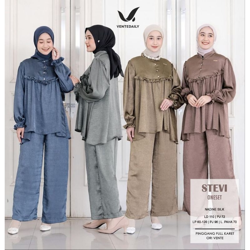 [LD 120] Stevi One set wanita jumbo pesta bahan Nadine Silk ori by vente daily
