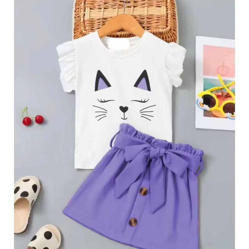 FASHION BAYI-SETELAN BAJU DAN ROK BAYI PEREMPUAN USIA 6 BULAN-5 TAHUN MOTIF CAT MANAF /BAJU DAN ROK 