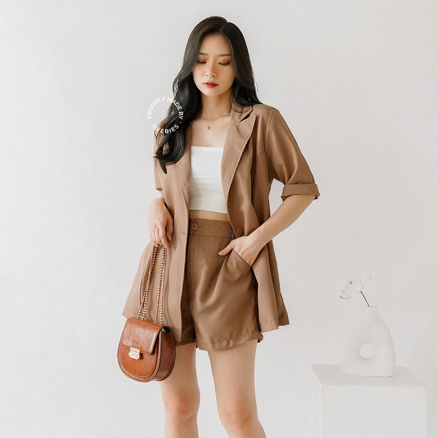 [ Hyeries ] Seun Set Blazer wanita korea / blazer kerja wanita / blazer wanita putih hitam / blazer 