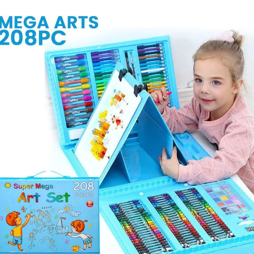 

➦➮✶✺ Crayon Anak Pengasah 208pcs Set Alat Menggambar Melukis Anak-anak Crayon Cat Air Pensil