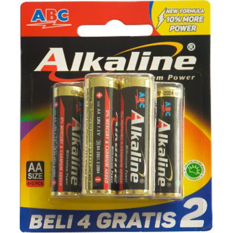 Baterai AA ABC ALKALINE isi 6 jam dinding mainan remote