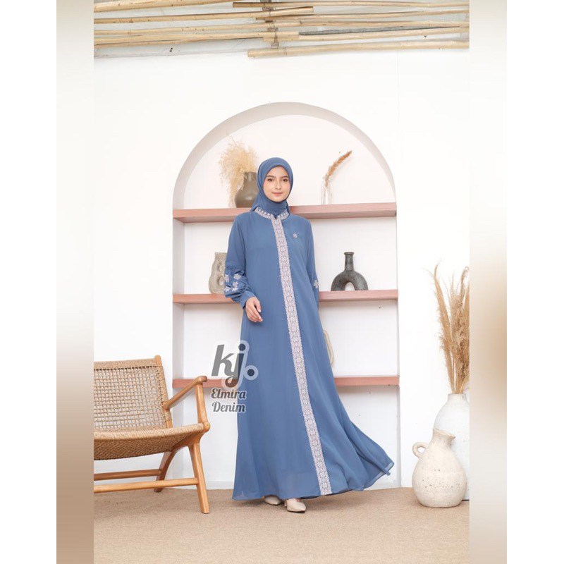Elmira set/gamis set hijab/gamis bordir set/gamis ceruty bordir/gamis set hijab