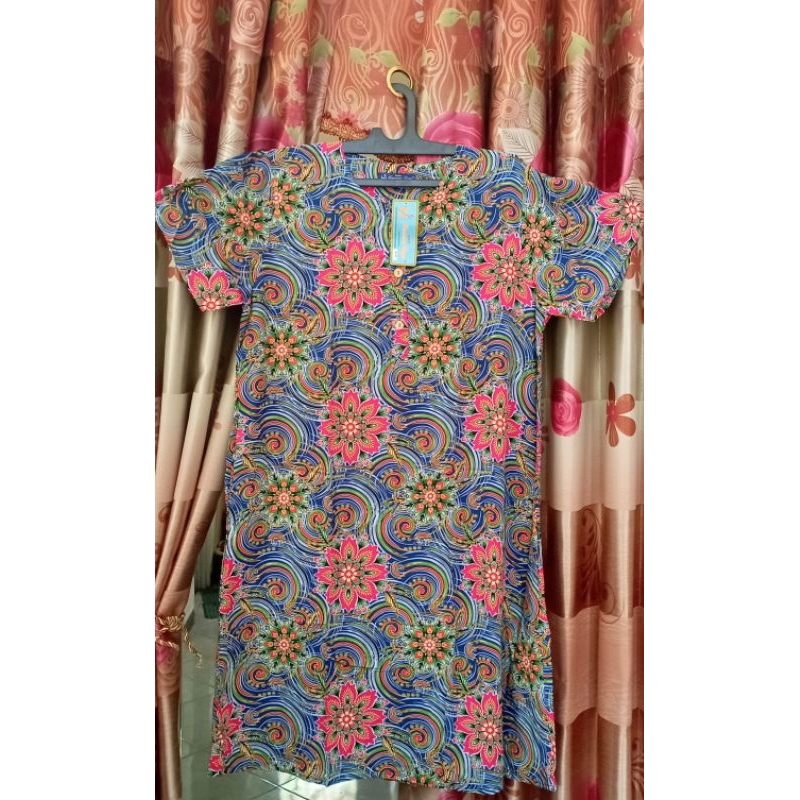 Daster Kencana Ungu Label Biru Lengan Pendek