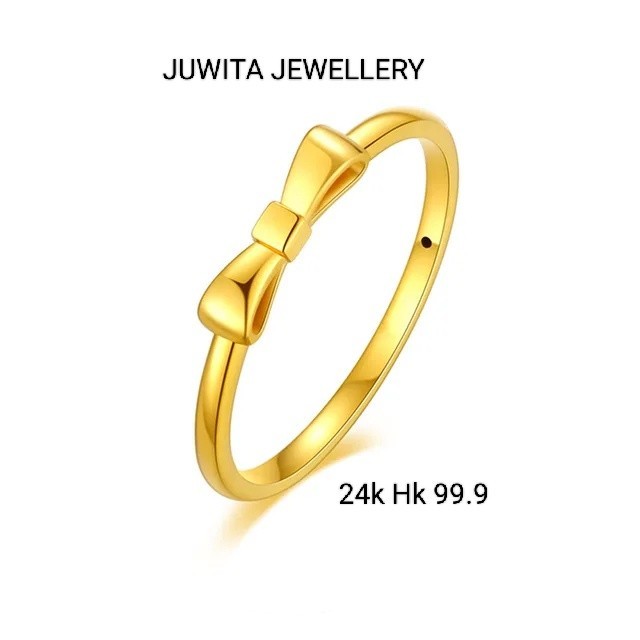 CINCIN EMAS MURNI WANITA RIBBON PITA kupu 24k 24 karat 24KARAT 999 HK