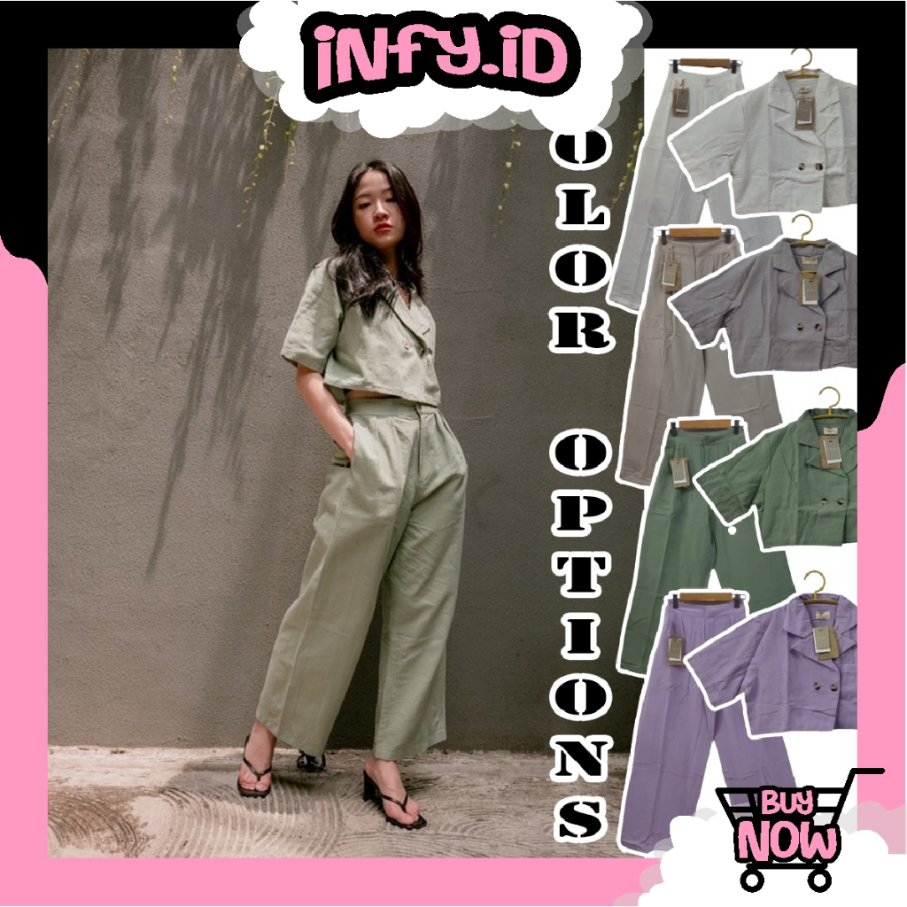 INFY - Gideon Set / OOTD Set Pakaian Wanita Baju Celana / Set Outfit Wanita Kekinian Z004