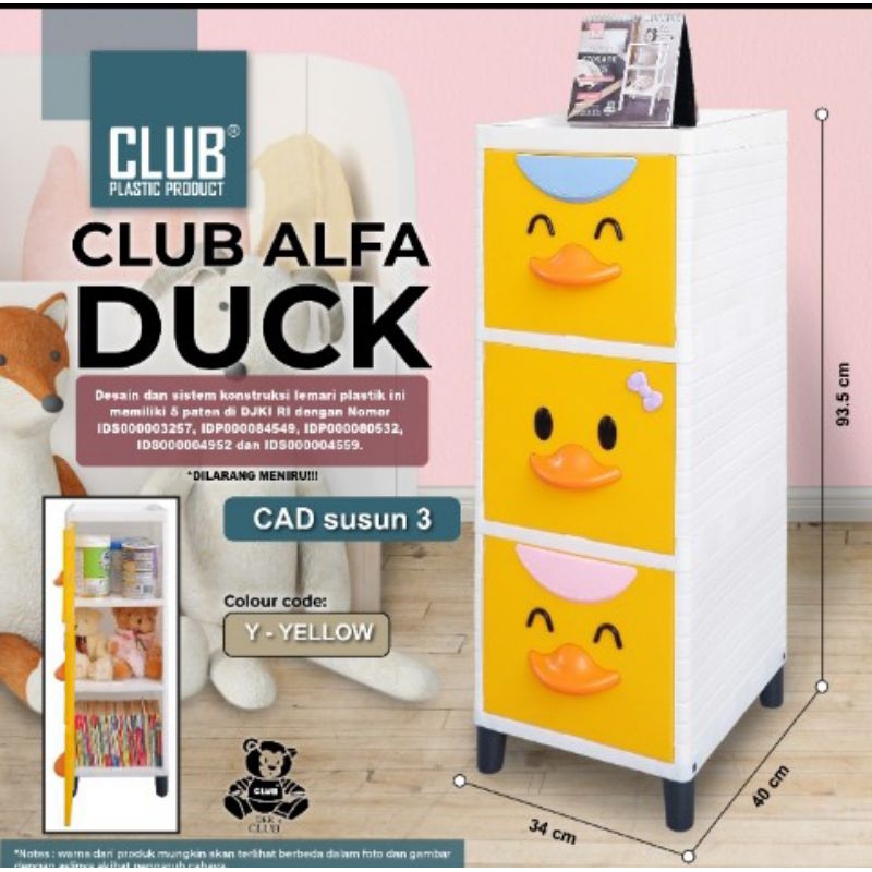 Lemari Anak Bebek Club Alfa Duck Lemari  Swing Lemari Pakaian Plastik Karakter