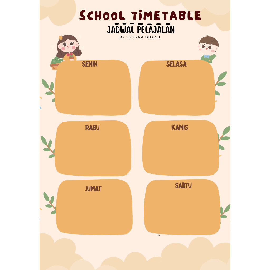 

POSTER JADWAL SEKOLAH/POSTER SCHOOL TIMETABLE/POSTER SCHEDULE/POSTER EDUKASI ANAK/POSTER EDUKASI BAYI