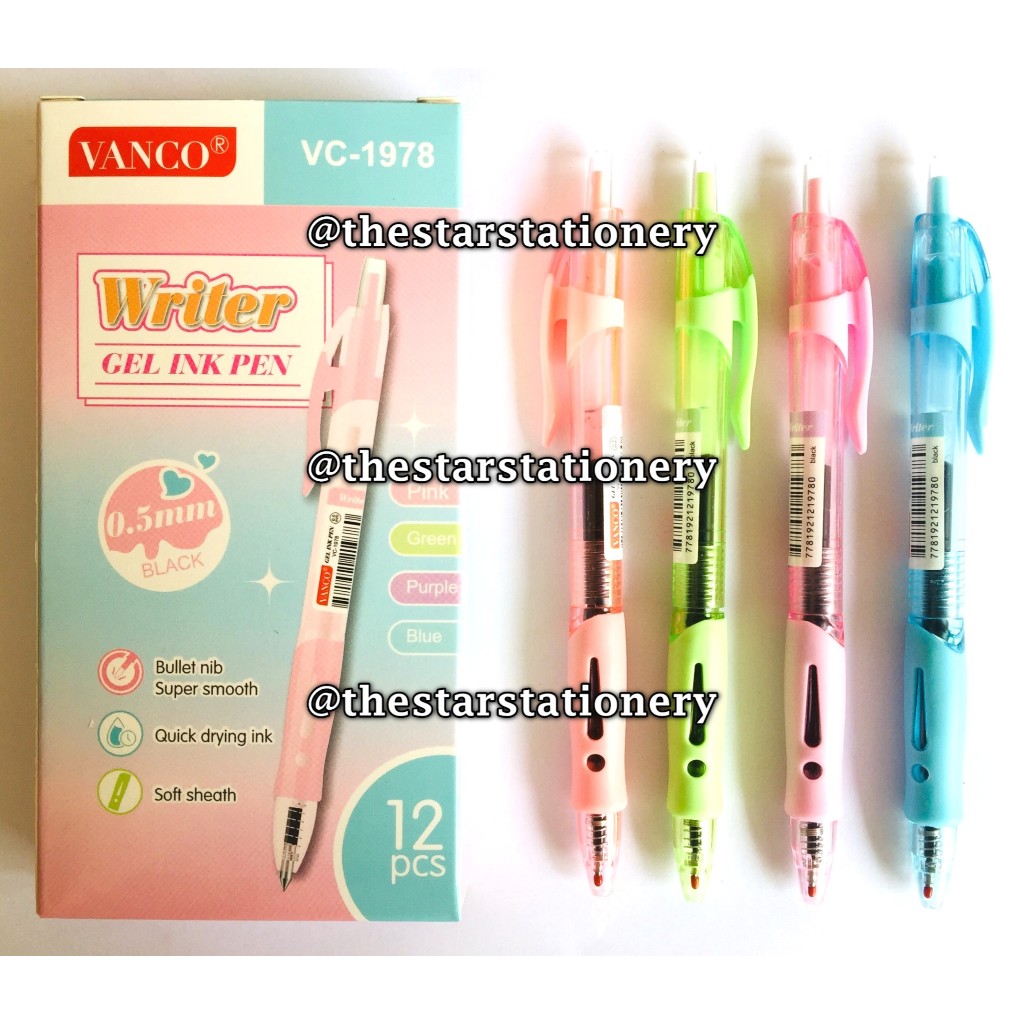 

(1 Biji) Bolpen Vanco VC-1978 Writer 0.5 mm Gel Pen Click / Gel Pen Vanco VC1978 (1 Biji)