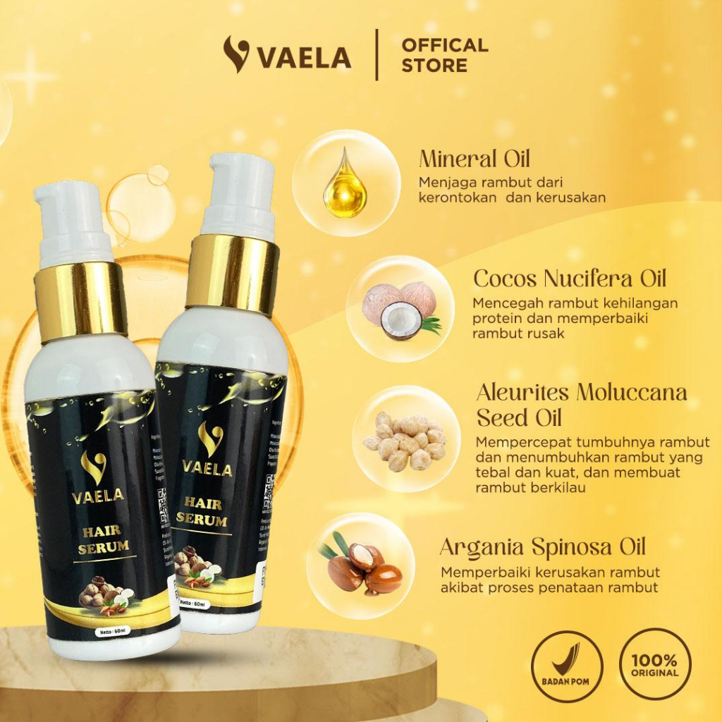 VAELA Hair Serum - Membantu Merawat Kesuburan Penebal Penumbuh Memperkuat Rambut Tipis Botak
