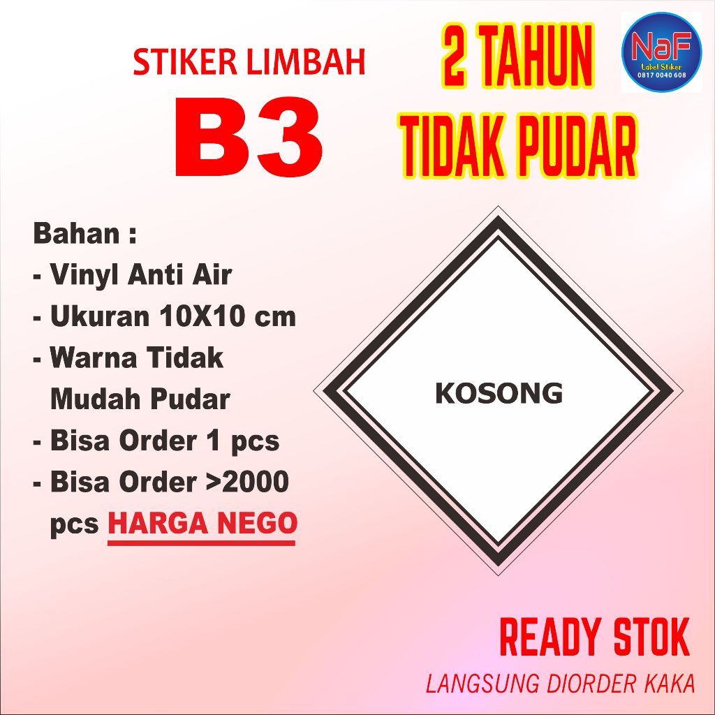 

Stiker limbah B3 label tanda simbol beracun vinyl anti air