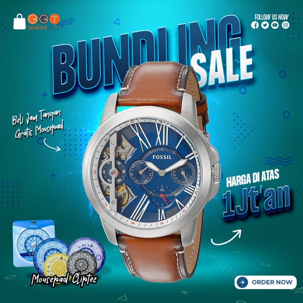 [DAPATKAN HADIAH] Jam Tangan Pria Fossil ME1161 Automatic Grant Twist Three-Hand Leather Strap