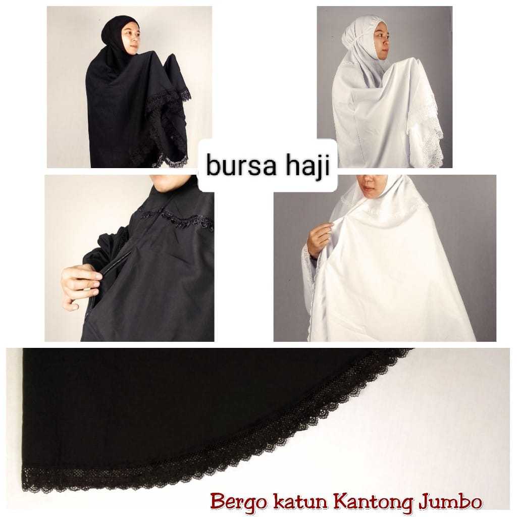 bergo katun kantong jumbo /bergo haji umroh jumbo kantong