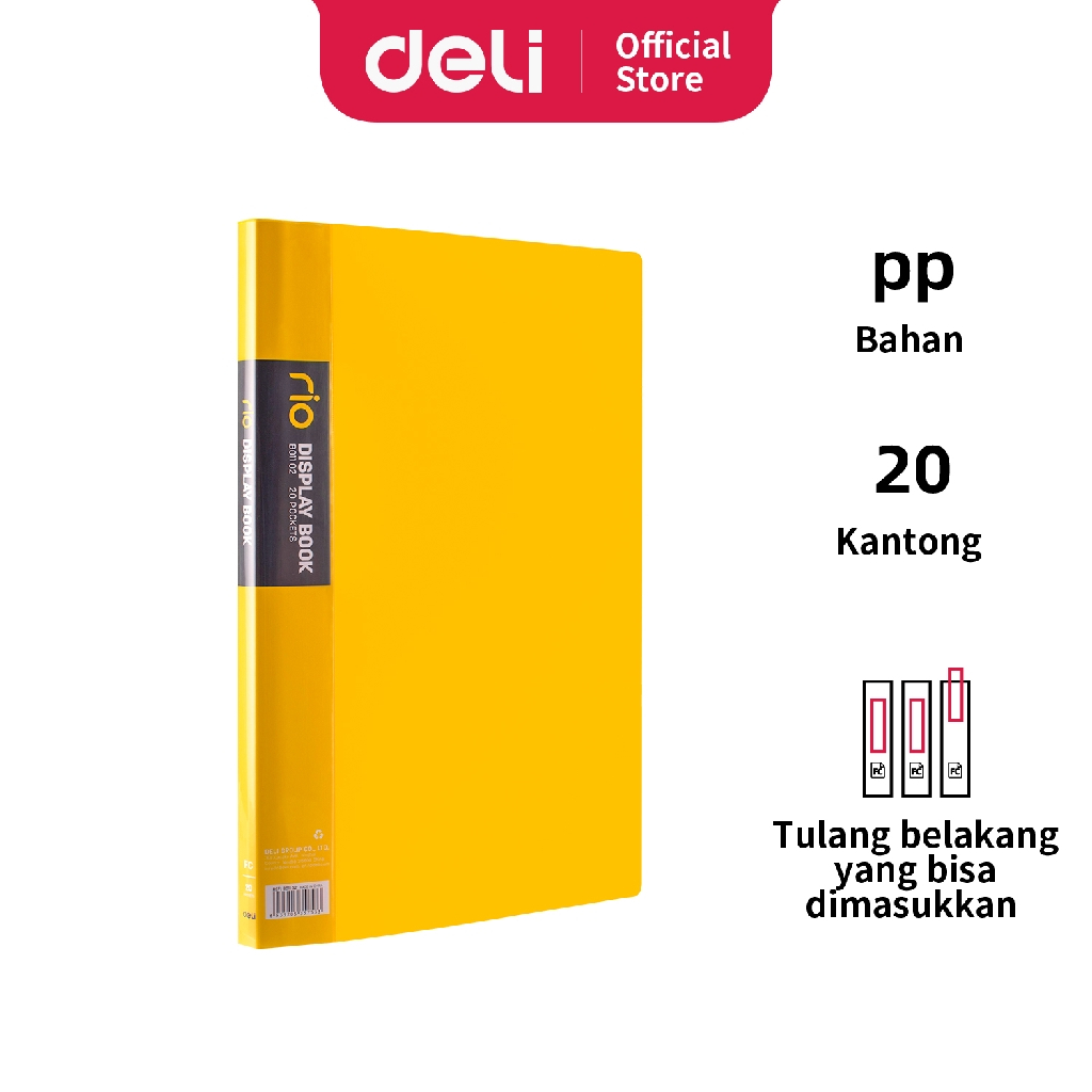 

Deli Display Book Clear Holder Seri Rio FC 20 halaman Cover Plastik PP yang kuat warna cerah EB01102