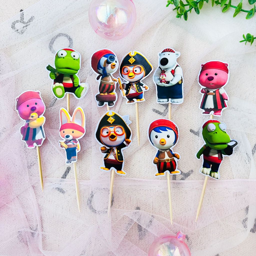Pororo Bajak Laut Topper Cupcake Birthday / Hiasan Kue Ulang Tahun