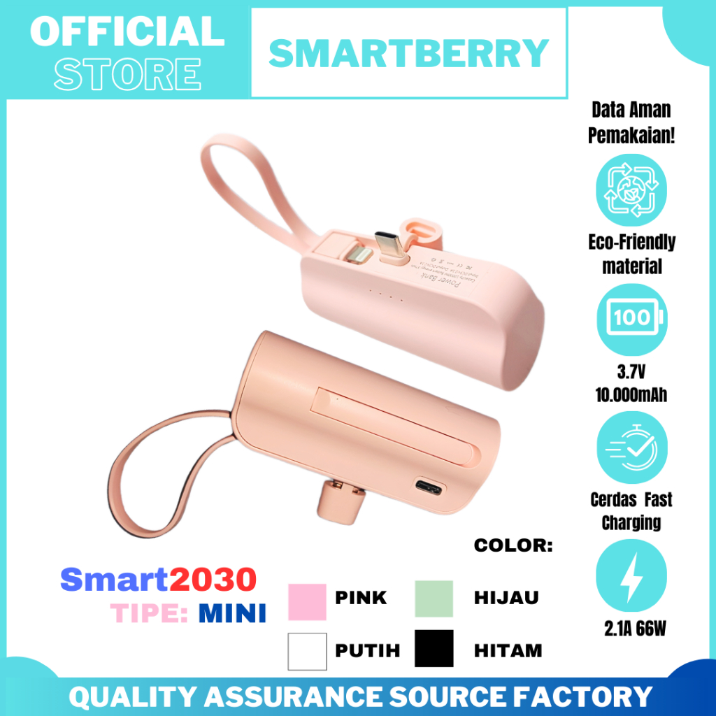 BOC SMARTBERRY powerbank mini 2in1 smartberry / powerbank mini / powerbank travel / powerbank kecil / multi output