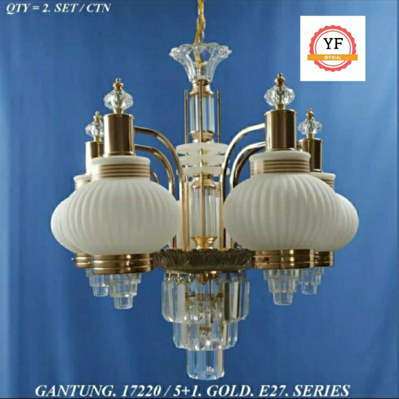 Lampu Gantung Hias Ruang Tamu Kristal 17220 5 Cabang