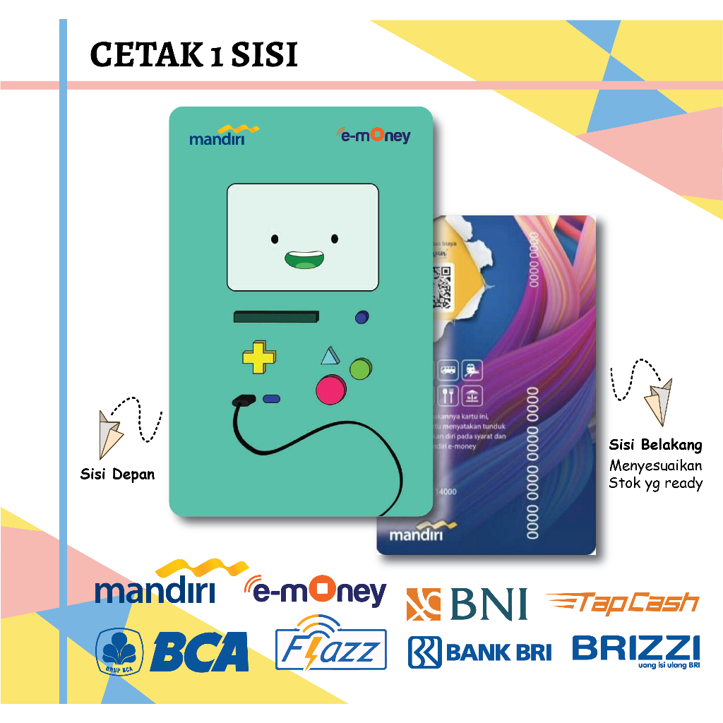 KARTU EMONEY E TOLL ANIME BMO ADVENTURE TIME MANDIRI FLAZZ BCA GEN 2 BNI TAPCASH BRIZZI BRI - 1 SISI