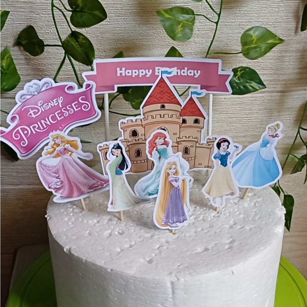 Toper Princess Custom Nama untuk Hiasan Kue Ulang Tahun / Ultah Anak Karakter (Topper Cake Putri Dis
