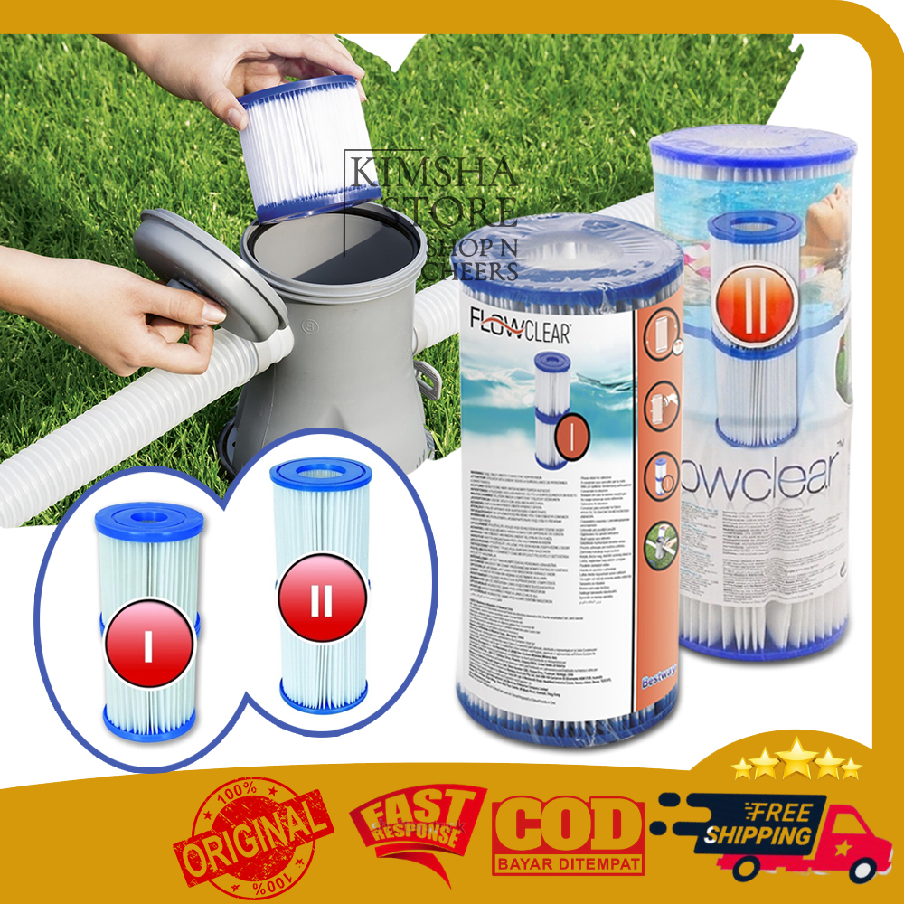 Bestway Filter Type (I) 58093 / (II) 58094 Pompa Saringan Cartridge Penyaring Air Kolam Renang Flowc
