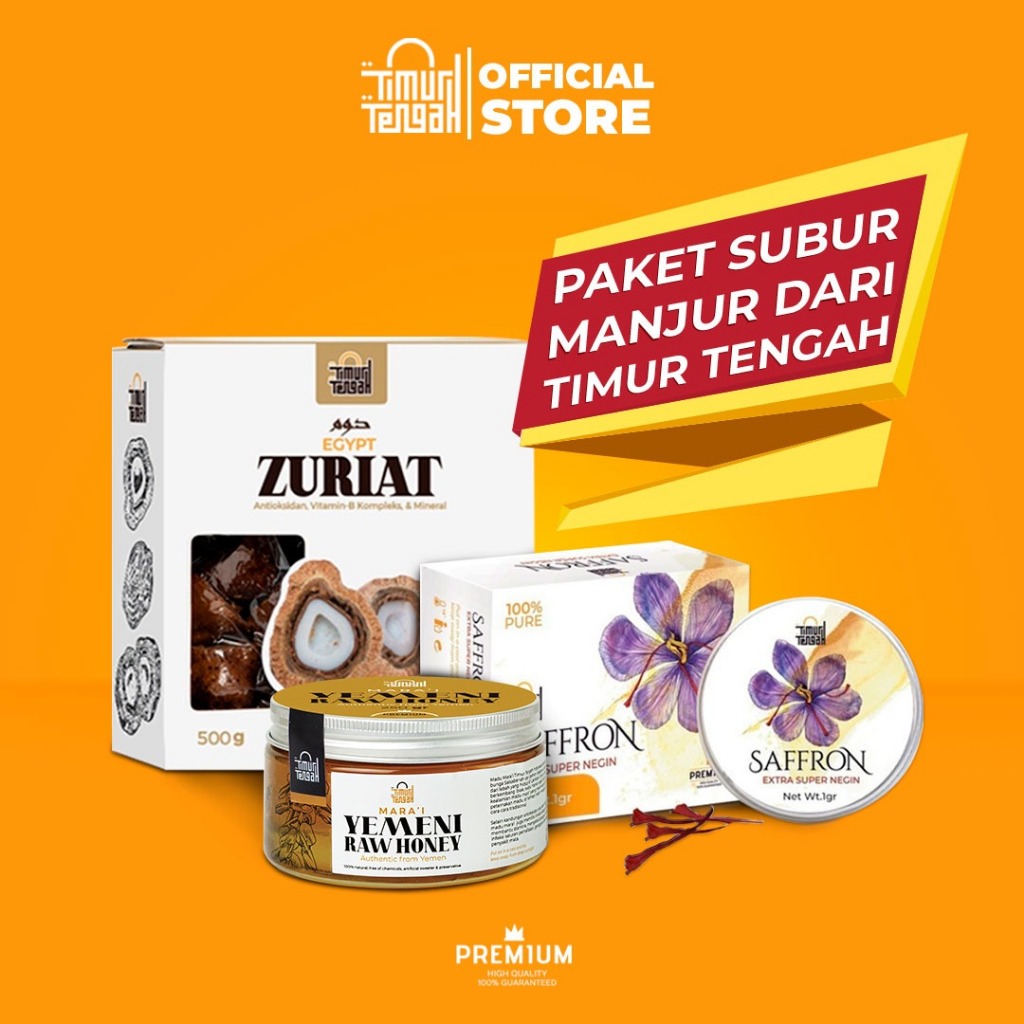 

Timur Tengah Paket Promil Herbal Alami Buah Zuriat, Safron 0,5 gr , Madu Yaman 250 gr