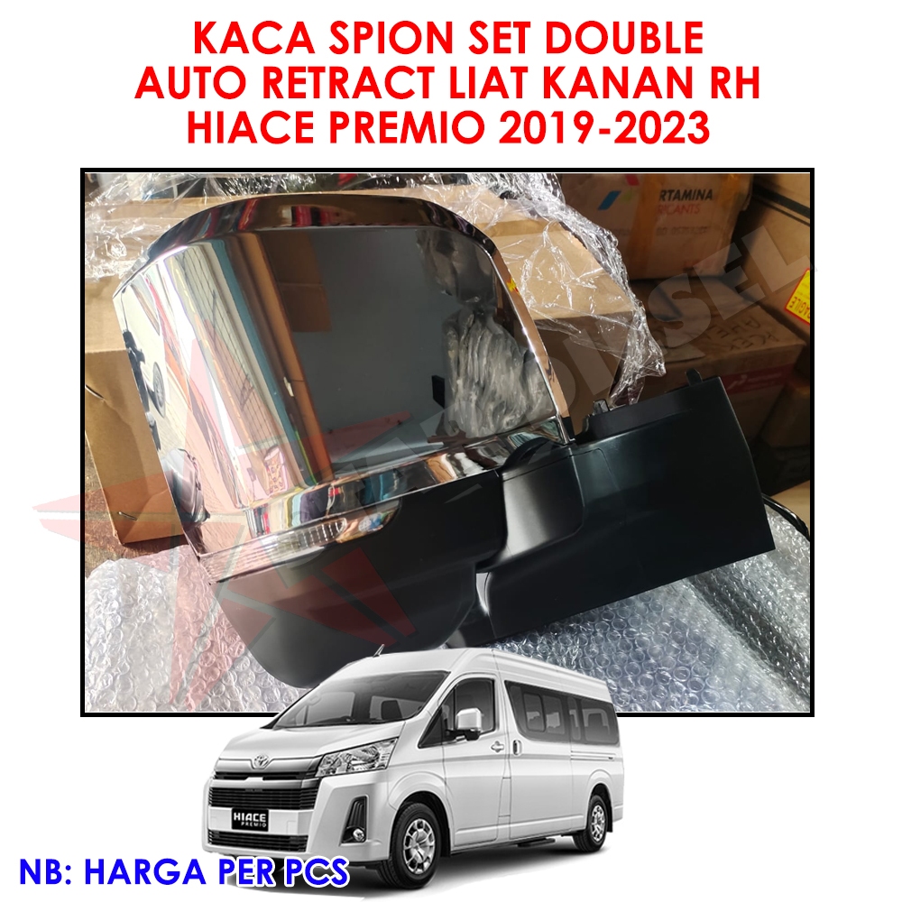 SPION KANAN RH HIACE PREMIO KACA SPION KOMPLIT LED AUTO LIPAT CROME HIACE PREMIO
