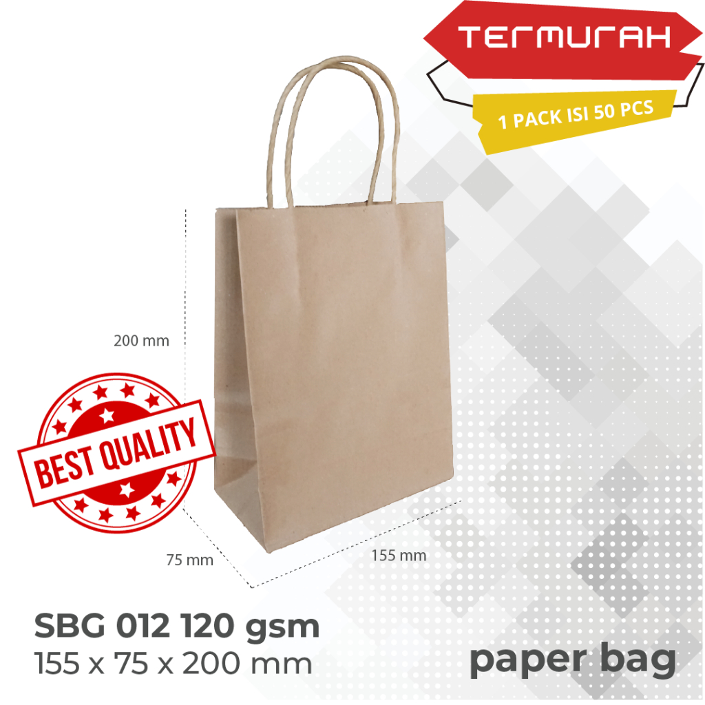 

Paper Bag | Shopping Bag Coklat Polos Size S P 15.5 x L 7.5 x T 20 CM