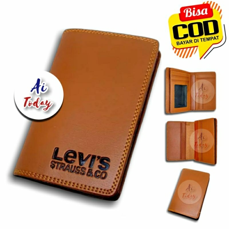 Dompet Pria Tanggung 3/4 Dompet Polos Berdiri Multislot Kartu Keren Kulit PU