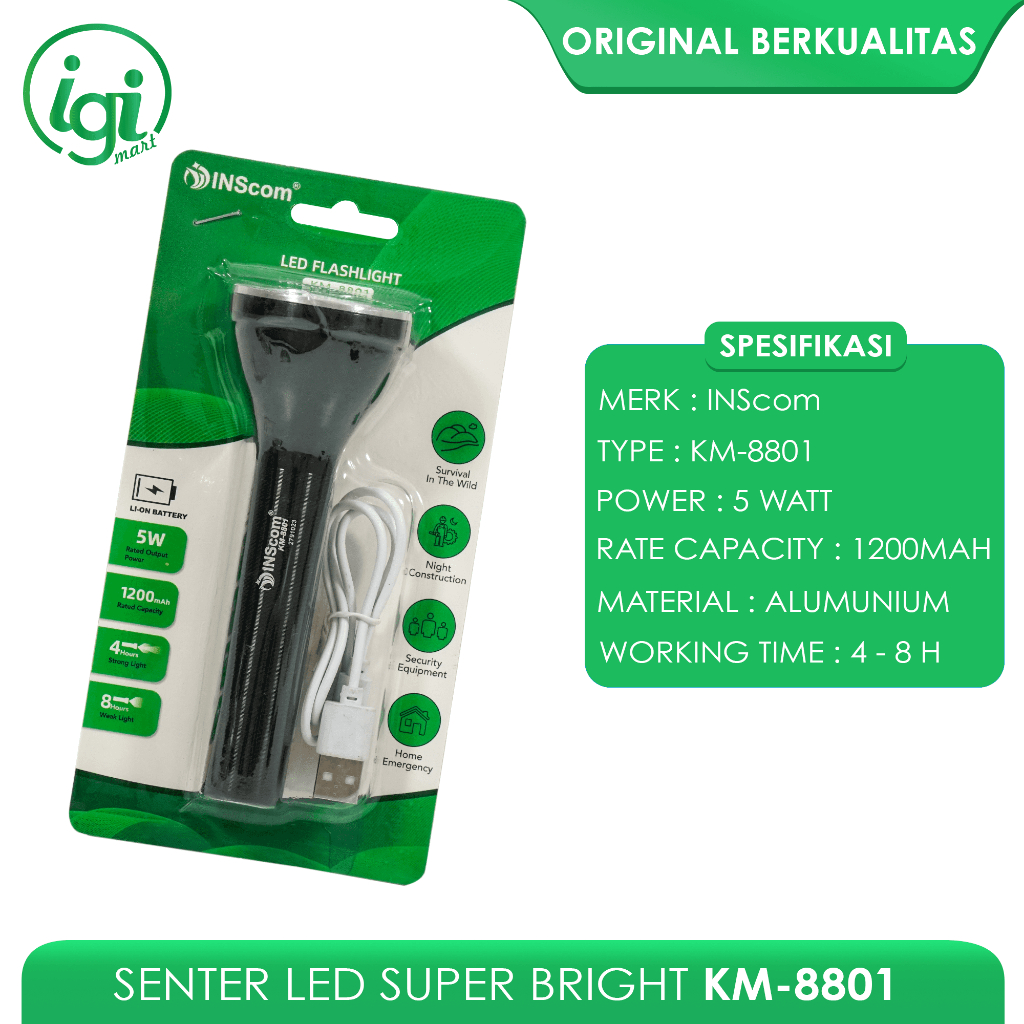 SENTER FLASH LIGHT LED ALUMUNIUM SUPER BRIGHT OUTDOOR RECHARGEABLE