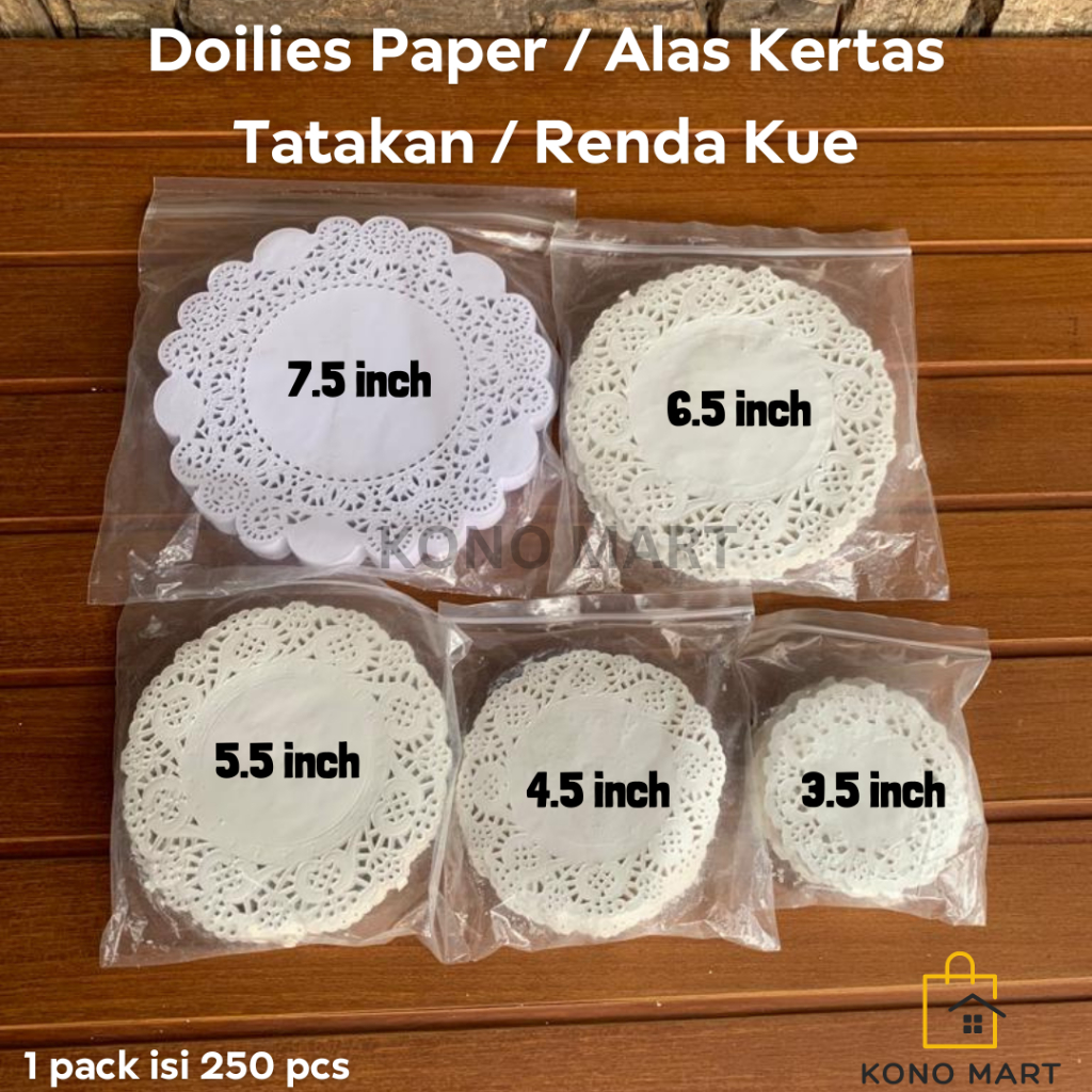 Paper Doilies isi 250 pcs / Kertas alas putih renda / Alas Kue renda / Alas Dus Renda / Alas doilies