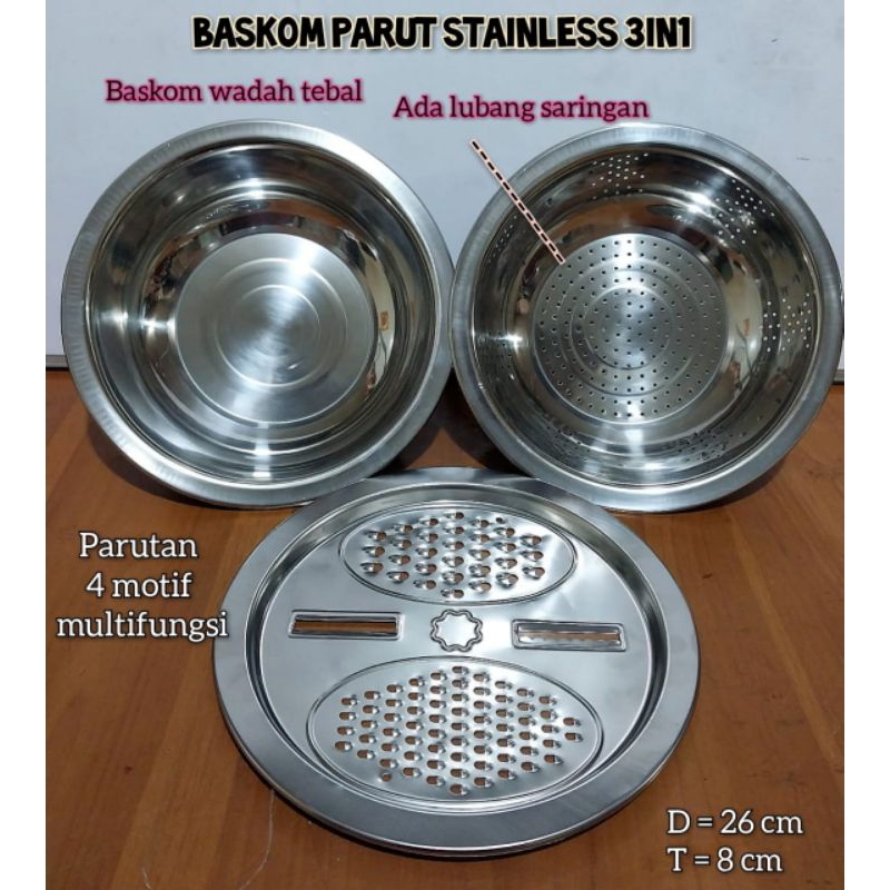 Baskom Tiris Set Baskom Parut Stainless