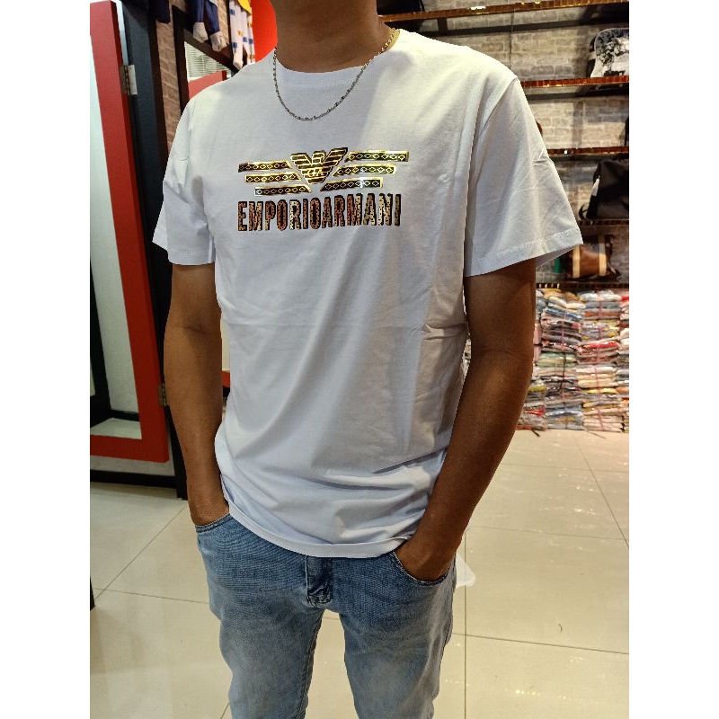 T-shirt Dewasa "02EmporioArmani" Kaos Oblong Premium Atasan Cowok Kaos Pria