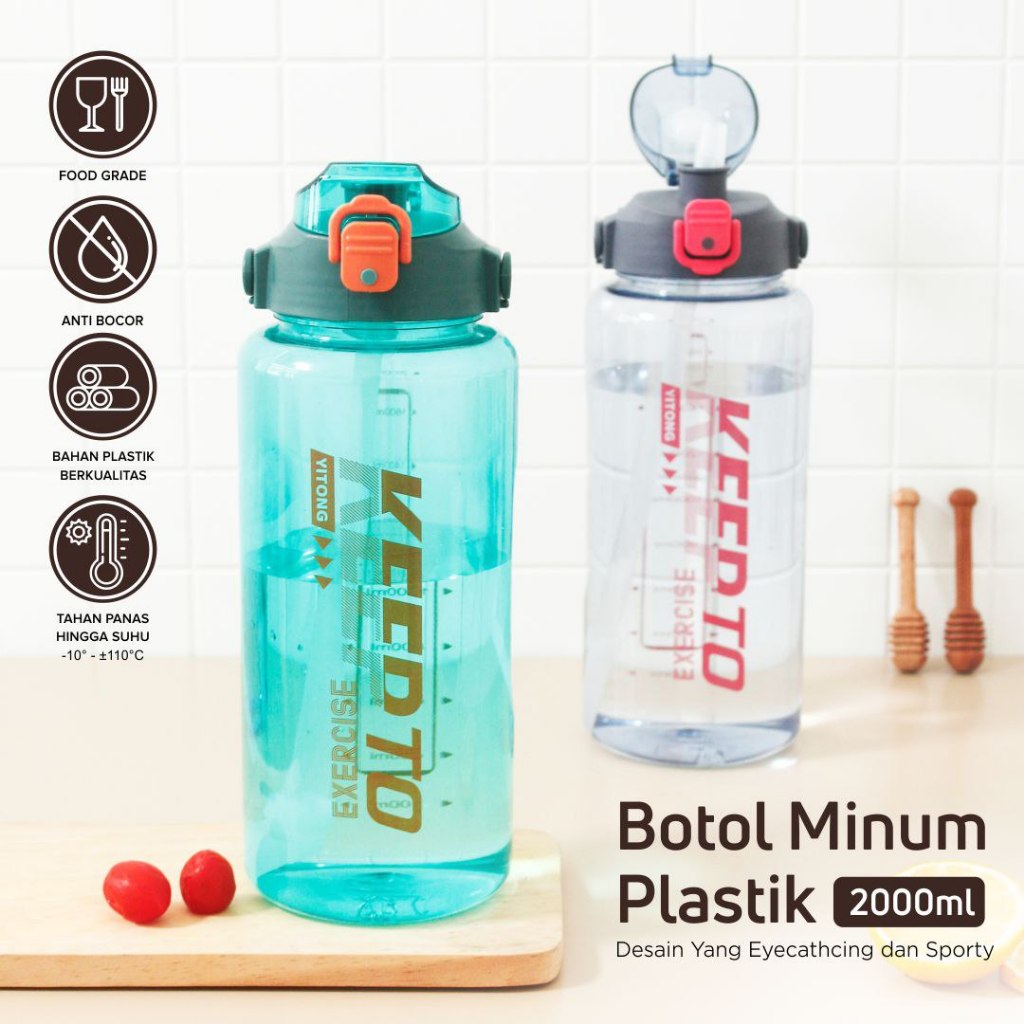 Botol Minum Olahraga 2000 ML Sport Botol Air Minum 2 Liter