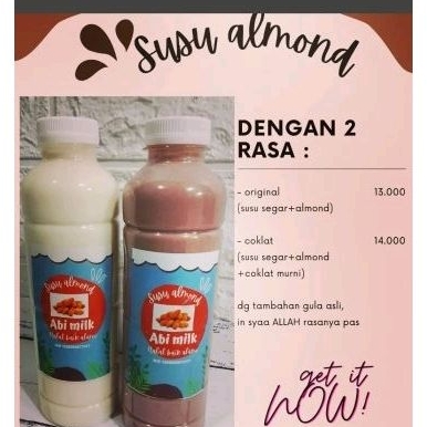 

susu sapi segar almond 500ml hangat bukan beku ,fresh