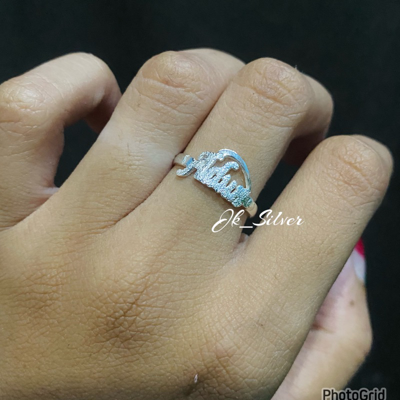 Cincin ukir nama (perak murni)