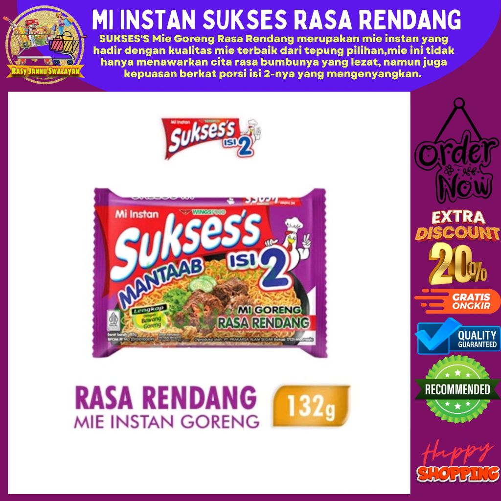 

SUKSES'S Mie Goreng RENDANG isi 2 132gr