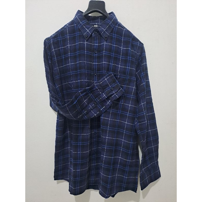 Uniqlo Flanel Pria Biru