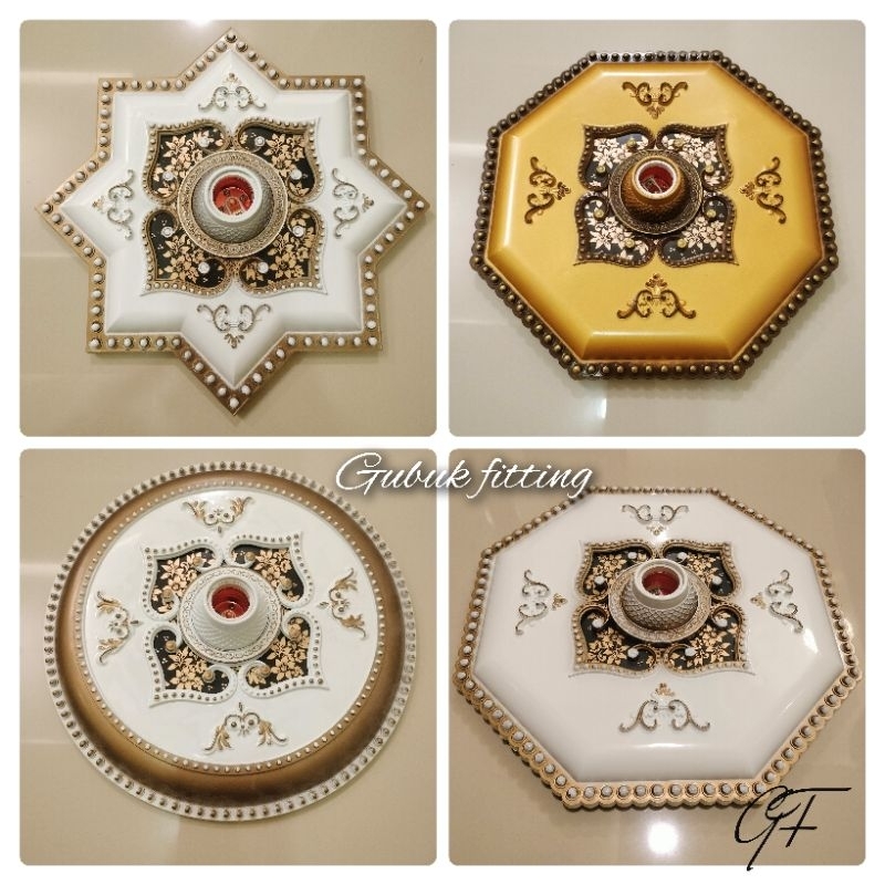 FITING HIAS PLAFON GYPSUM 30 CM ORNAMEN PLAFON GYPSUM PVC/GRC FITING DEKORASI PLAFON