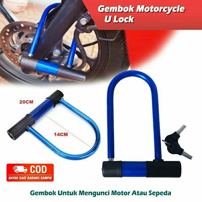 KUNCI PENGAMAN ANTI MALING GEMBOK PENGAMAN MODEL U GEMBOK MOTOR  SEPEDA SKUTER TROLY UKURAN  BESAR