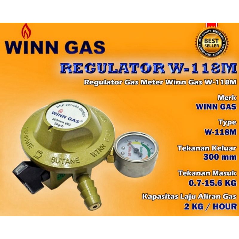 Winngas Kepala Regulator W-118M / Regulator Tekanan Rendah Winn gas W118M Kepala Gas w 118 m