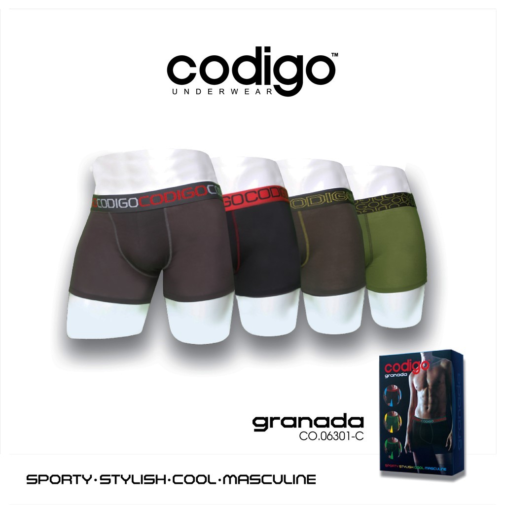 (3 pcs) CODIGO GRANADA | Celana Dalam Pria - Celana Boxer Pria - Celana Dalam Boxer Pria