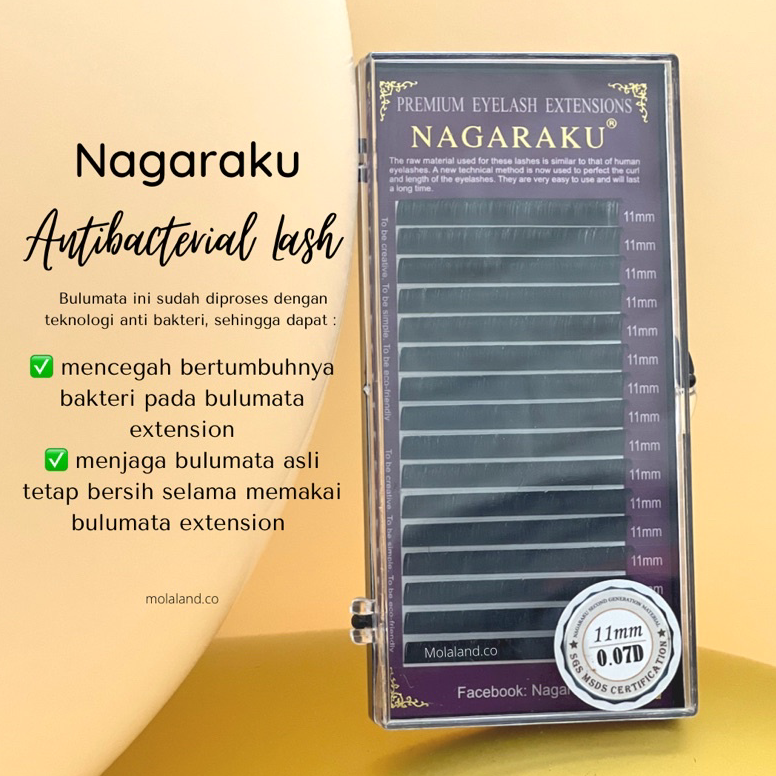 [ART.  R43M] NAGARAKU LENTIK D MINK ANTI BACTERIAL LASHES EYELASH EXTENSION SAMBUNG BULUMATA 1 KOTAK