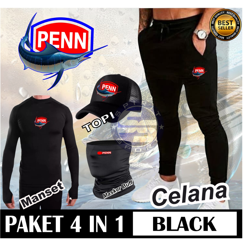 Paket 4 in 1 Topi Mancing Buff Masker Anti UV Jersey Lengan Panjang dan Celana Joger Memancing