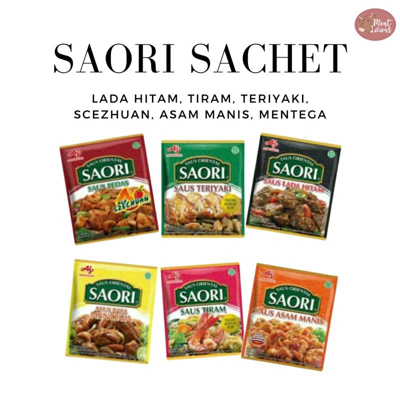 

SAORI Saus Oriental Lada Hitam / Tiram / Teriyaki / Mentega / Asam Manis Sachet Praktis