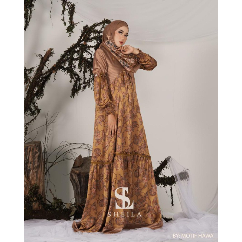 SHEILA BY MOTIF HAWA CHAYRA SERIES GAMIS SET KERUDUNG SISTERBRAND MOTIF HAWA GAMIS SYARI SET CANTIK 