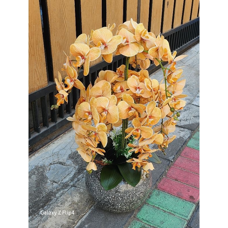 Anggrek X9 Latex Besar Jumbo Tinggi 1 meter / Orchid Artificial Bunga Anggrek Plastik [ TANPA POT ]