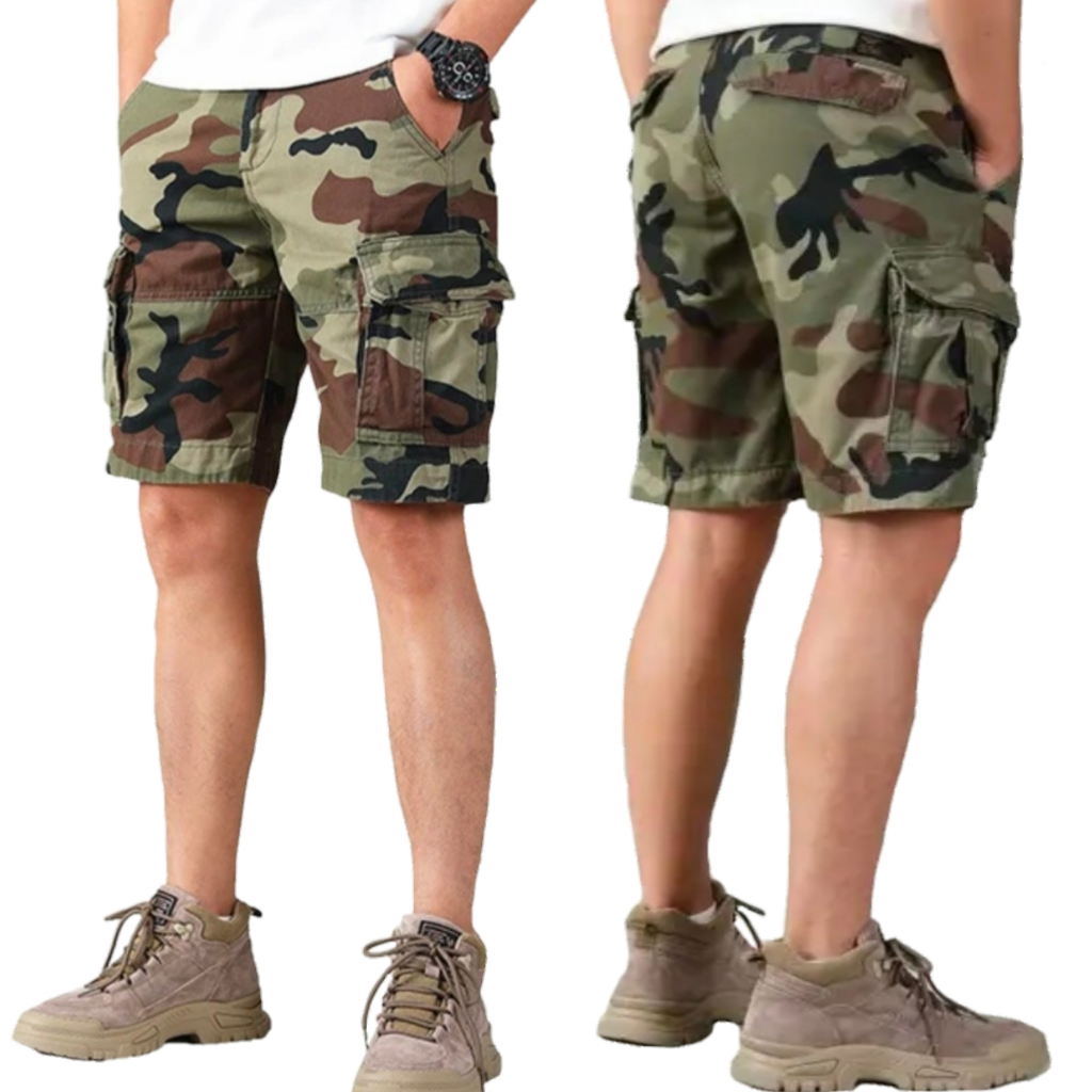 celana pendek cargo loreng army premium pria/cargo military pria terbaru/bahan katun twill tebal/car
