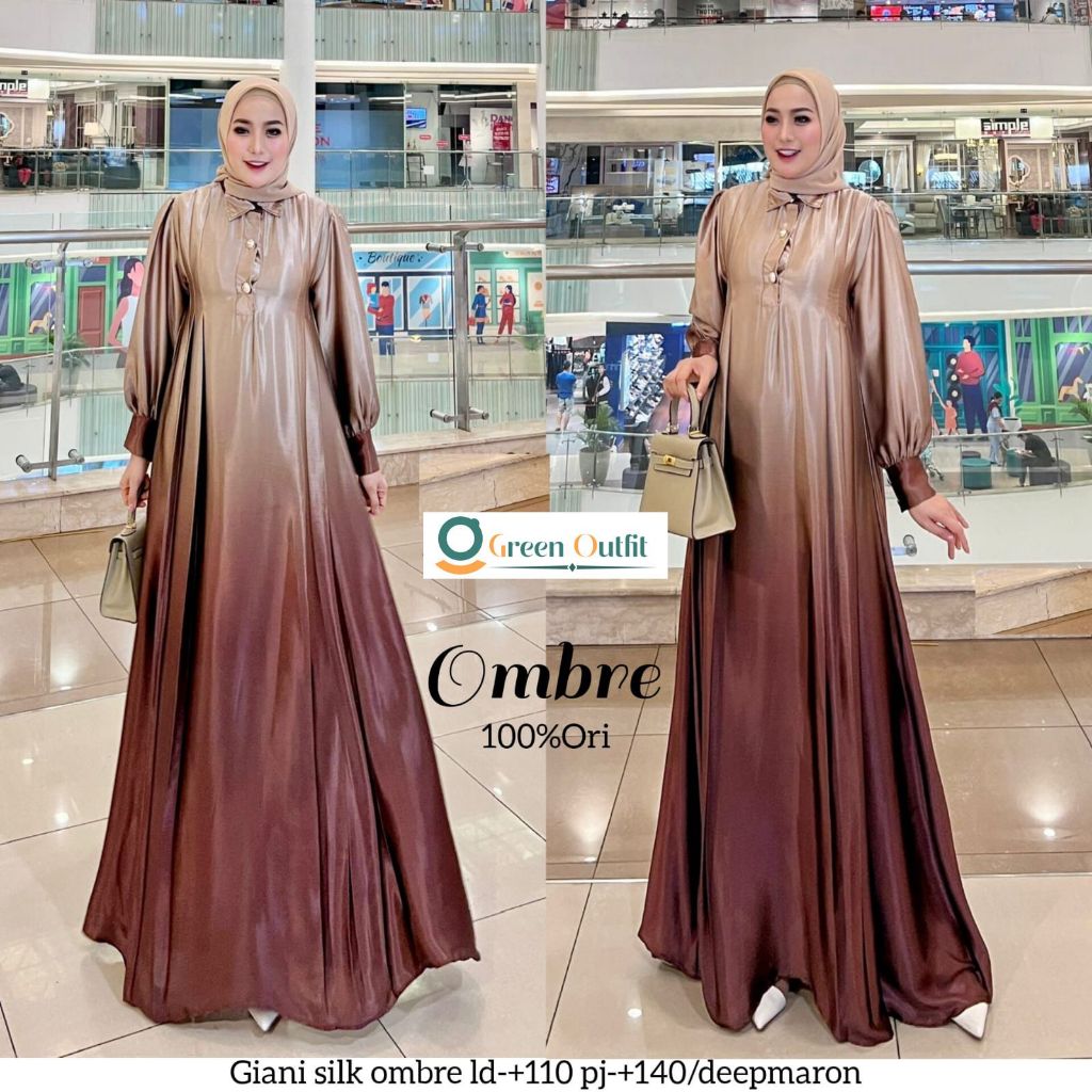 ombre gamis dress dres maxy maxi pakaian baju gaun syari mayung jumbo big size ld 110 xxl perempuan 