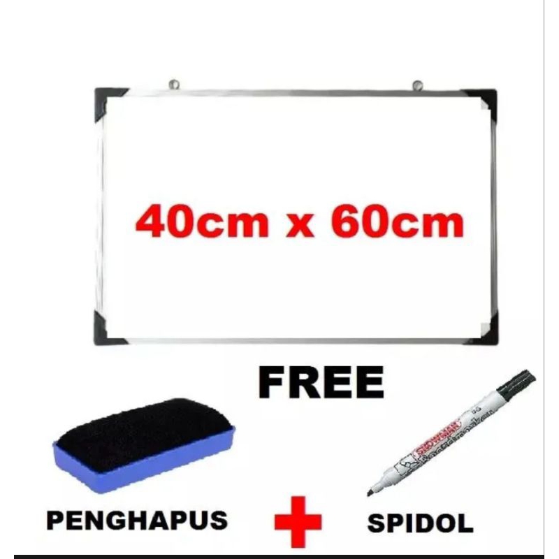 

PAPAN TULIS WHITEBOARD 40*60 BONUS SEPIDOL PENGHAPUS